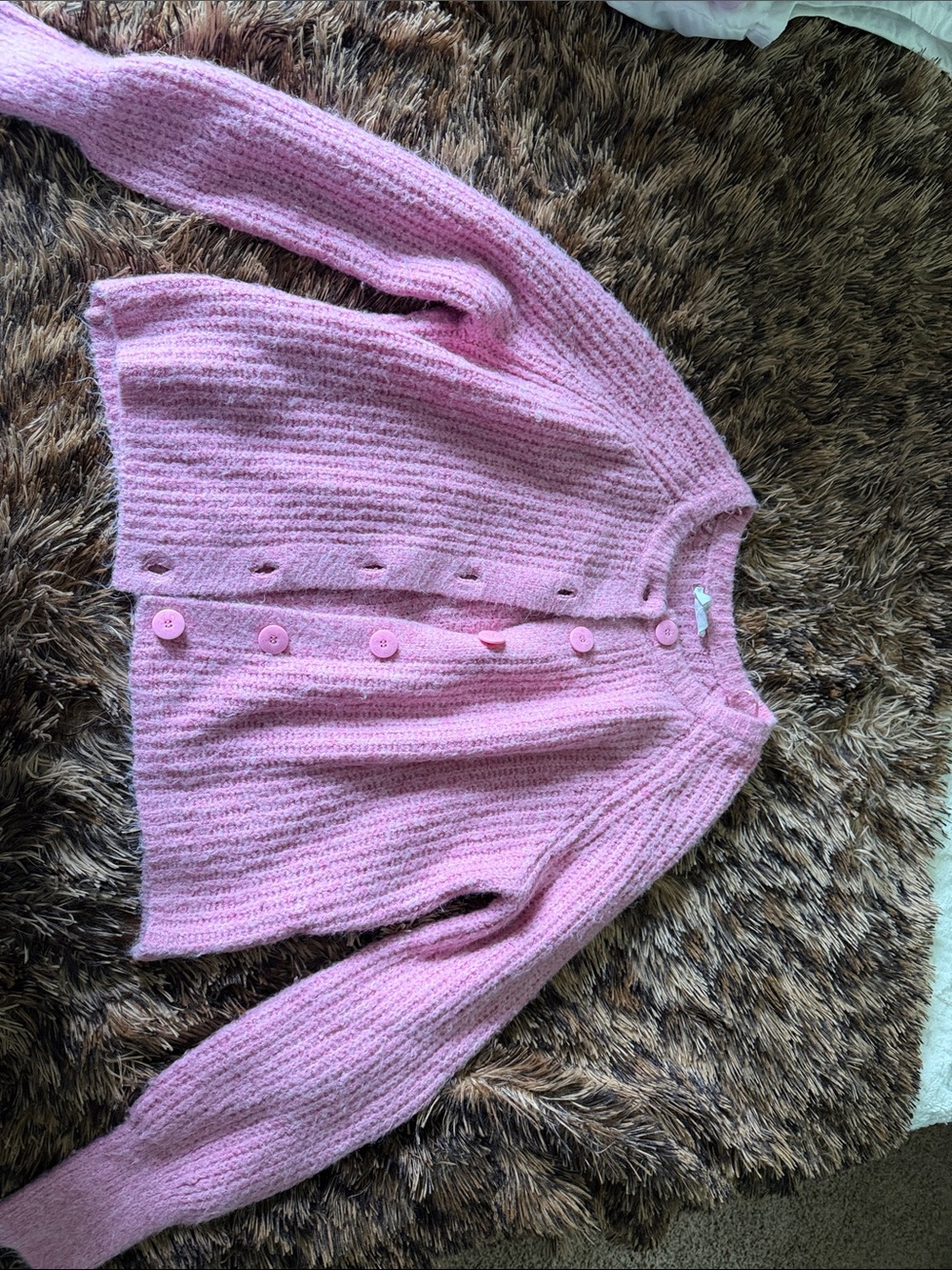 Soft Pink Button-Front Women's Knit Cardigan